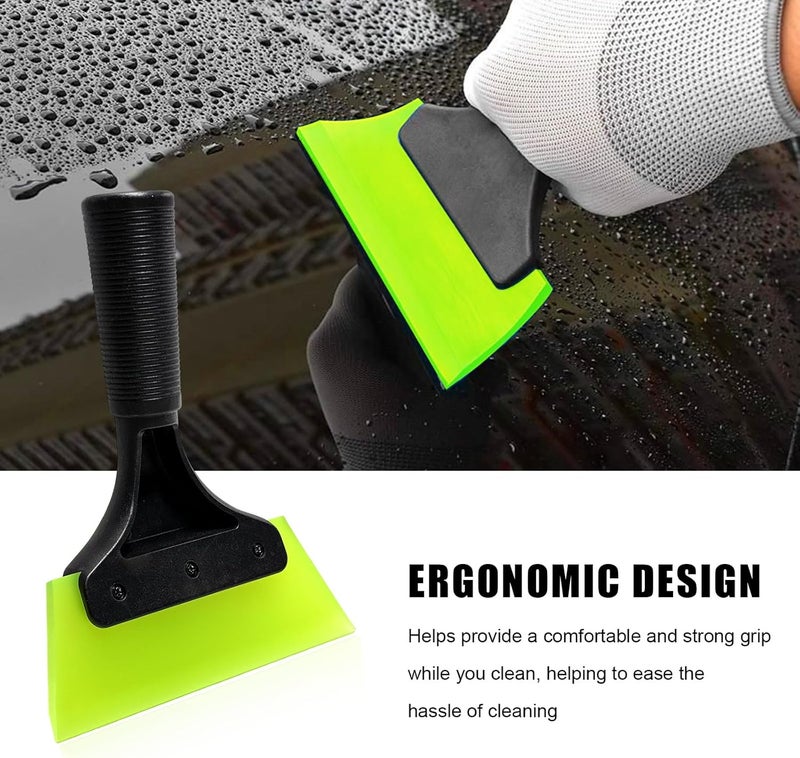 YTFRL Small Squeegee with 5 Inch Rubber Blade, Car Window Tint Tool Water Wiper with Non-Slip Handle, Windshield Squeegee Vinyl Wrapping Scraper for Door Bathroom Mirror Cleaning (Green) - Image 4
